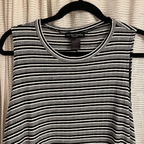 See You Monday Long Striped Trapeze Tank - Picture 4 of 5